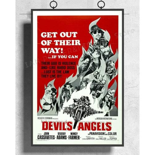 NJ543 DEVILS ANGELS Movie Bikers Hells Wall Sticker Silk Poster Art Home Decoration