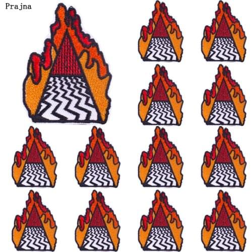 Prajna 10 PCS Flame Applique Patches On Clothes Punk Patch Ion On Embroidered Patches For Clothing Strange Things Badges DIY