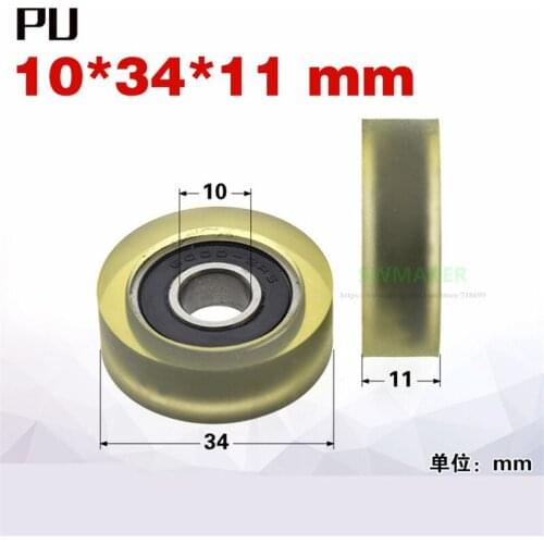 1pcs 10*34*11mm Misumi rubber wheel, 6000rs bearing wheel / guide wheel, silent, separator pulley
