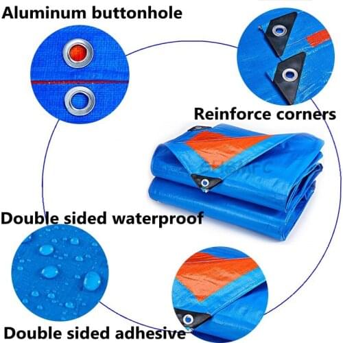Blue-Orange PE Tarpaulin Rainproof Cloth Garden Outdoor Awning Shade Sail Boat Truck Canopy Pet Dog House Cover Waterproof Cloth