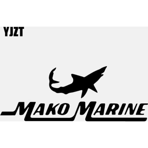 YJZT 16.1CM*6CM Funny Car Sticker Mako Marine Fish Shark Fishing Vinyl Decal Decor Black/Silver C24-0680