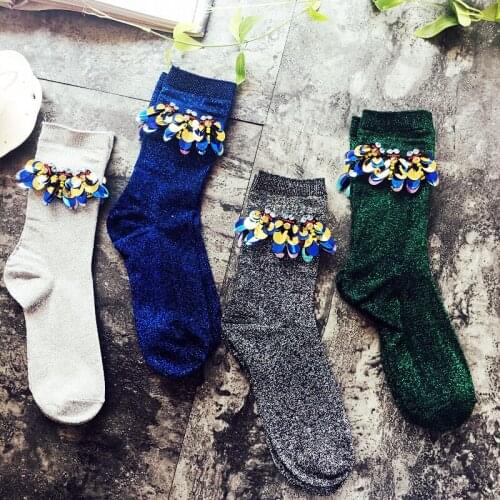 Women Socks Pug Women Shorts Sequins Fashion Socks and Wire Rhinestone Japan Solid Casual 2020 Limited Hot Sale Cotton Medium
