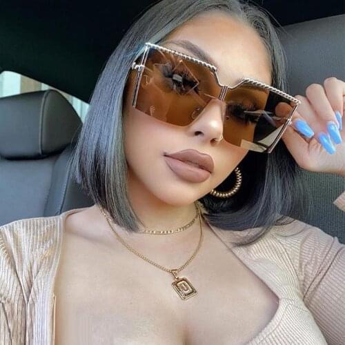 Alloy Gold Brown Sunglasses Women Classic Square Brand Designer Vintage Mens Glasses European Big Frame Sunglasses For Female