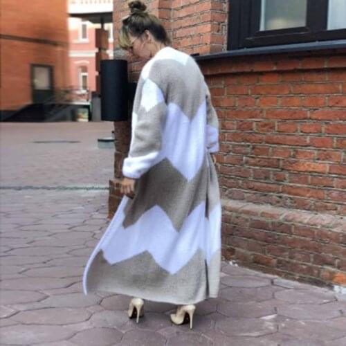 Casual Plus Size Striped Knitted Cardigans Women 2020 Fashion Autumn Winter Clothes Oversized Sweaters Coats Loose Outwear