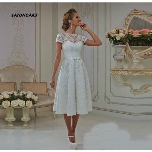 Simple Lace Short Wedding Dress 2021 for Women Princesa Bridal Gown Robe De Mariée Vestidos Novia Sukienka Online Shop France