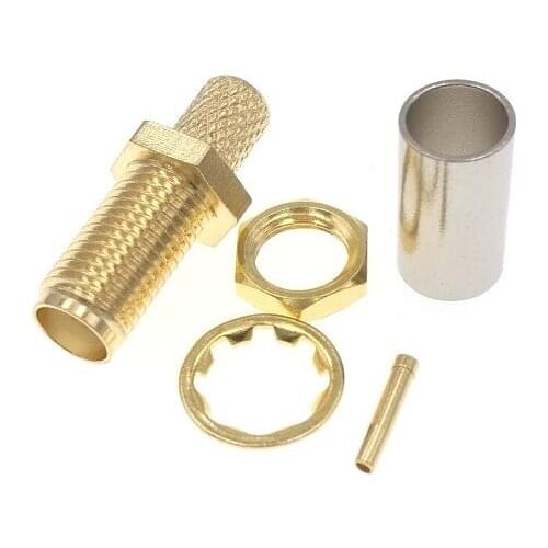 10pcs SMA Female Nut Bulkhead Crimp RF Connector For RG58 RG142 LMR195 RG400 Cable
