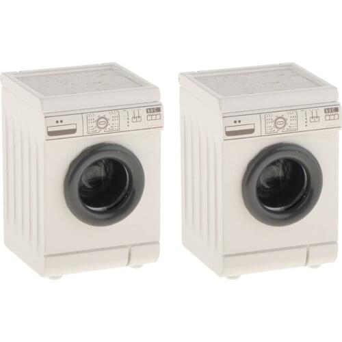 2pcs 1/12 Dollhouse Miniatures White Washing Machine Washer Home Appliance 12th Dolls House Accessories