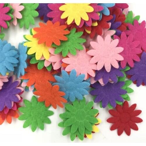 DIY 200pcs Mixed Colors Die Cut Felt Flower Appliques Fit Cardmaking decoration 24mm