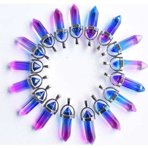 2020 New Fashion glass 2 colors pillar Point charm pendants for jewelry making 24pcs/lot Wholesale free shipping