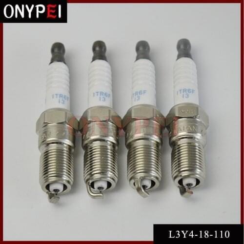 4x Iridium Spark Plug L3Y4-18-110 ITR6F-13 For Mazda 3 Ford Focus Jaguar X-type L3Y418110 ITR6F13