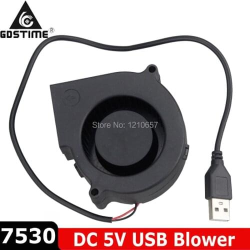 5 Pieces LOT Brushless Cooling Case Fan DC 5V USB 75mm 75x30mm 7530s Cooler Heatsink Blower Fan