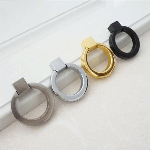 Dresser Drawer Drop Rings Cupboard Knobs Silver Gold Kitchen Cabinet Pulls Knob Pull Handle Modern Decorative Furniture Hardware