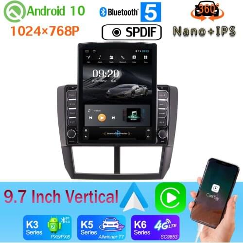 9.7" Vertical Style Car Media Player GPS For Subaru Forester XV WRX 2008-2012 Android 10 Nano+IPS 360 Camera PX6 4+64G Radio DSP