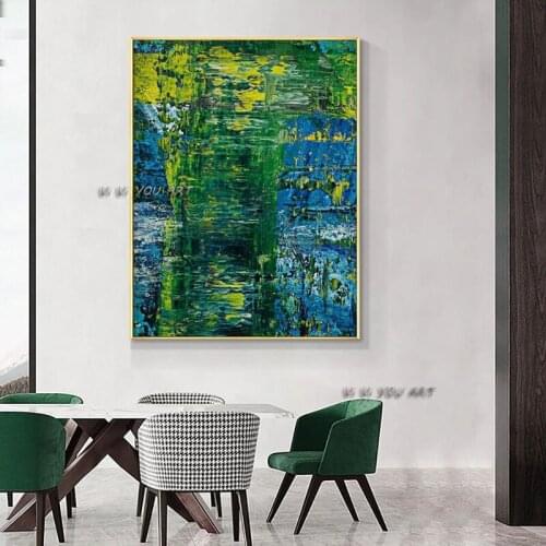 Abstract Blue With Gold Foil 100 Hand Painted Oil Painting On Canvas Handmade Modern Wall Art For Living Room Office
