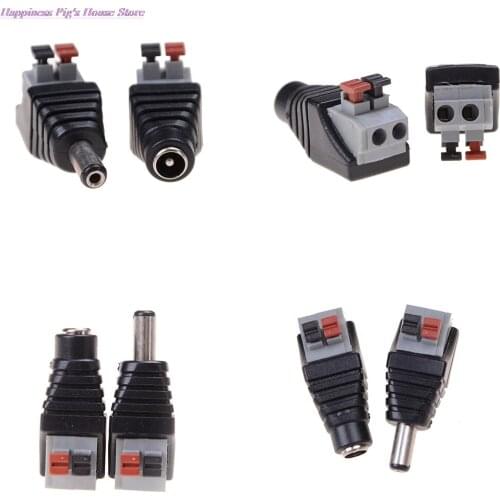 DC Male Female Jack Connector Plug Adapter Tool-free installation Apply to 3528 5050 Single Color LED Strip Light CCTV Camera