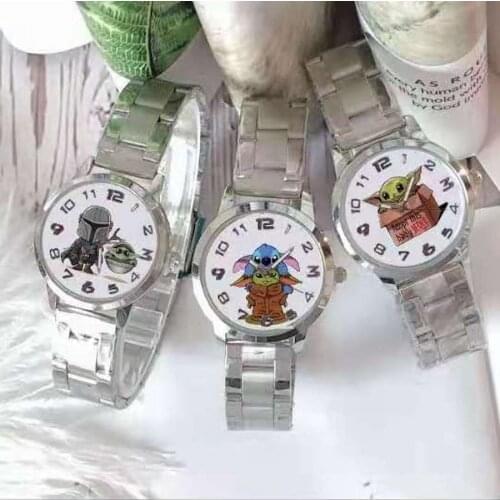 Marvel Star Wars Childrens Watch Anime figure Baby Yoda aldult Steel Band Pointer Digital cartoon kids Watch Birthday Gifts