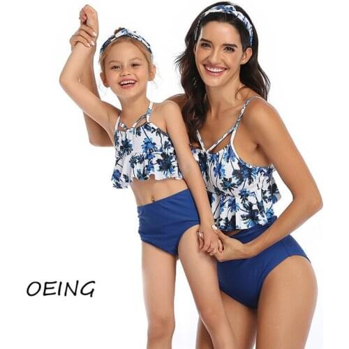 Parent-child Outfit Swimming Suit for Women 2 Peice Sets Womens 2021 Bathing Suit Women Floral High Waisted Swimsuit