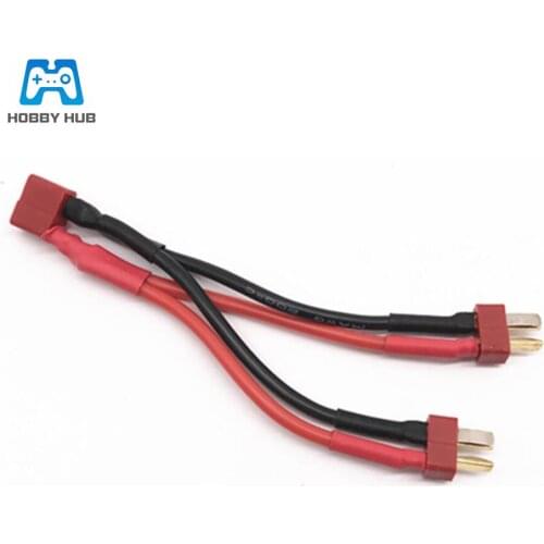 For RC Lipo Battery T plug Deans plug Connectors 1 to 2 Dual Battery Extension Parallel Cable 14Awg Leads Adapte For RC Lipo Bat