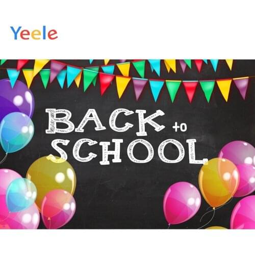 Back To School Backdrop For Photography Colorful Balloons Flag Banner Baby Student Party Photography Background For Photo Studio