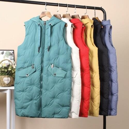 Hooded Down Cotton Coat Vest Female Mid-length Loose Korean 2020 Womens Autumn Winter New Thick Waistcoat Women Invierno Q263