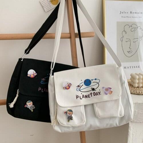 Canvas Bag Japan Department Handbags For Women Ladies Large Capacity Shoulder Bag Womens Versatile Cute Pendant Shoulder Bag