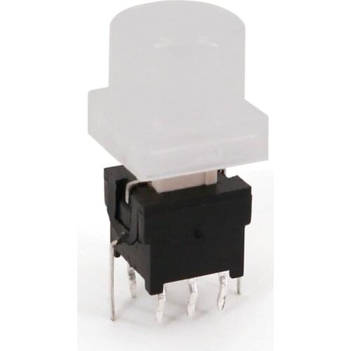 TS6-A Series Round Top 10mm Cap With LED 6+2 Pin DPDT Latching Lock Type PCB Mount Mini Push Button Switch