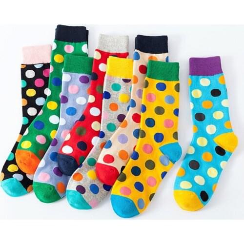 Johnature Winter Warm Dots Thick Comfortable Breathable 2020 New Ladies Cute Print Women Socks Random Color 5 pairs/lot