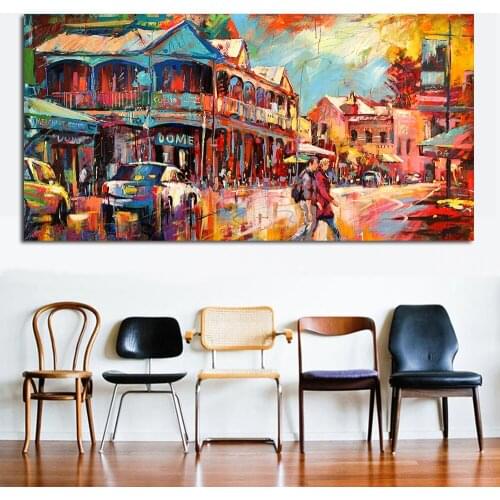 JQHYART Oil Painting Main Fremantle Strip Canvas Art Wall Pictures For Living Room Home Decor Printed Frameless
