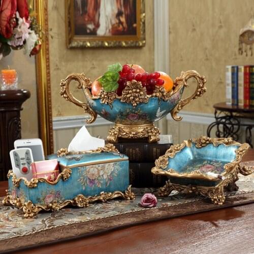 European Tissue Box Fruit Plate Ashtray Resin Decoration Restaurant Table Figurines Crafts Home Livingroom Desktop Ornaments Art