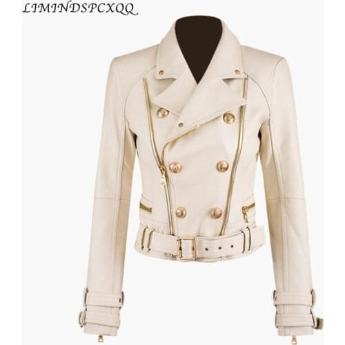 New Fashion Zipper Stitching Pu Leather Jacket Female Locomotive Style Double Breasted Outerwear Leather Jackets Chaquetas Mujer