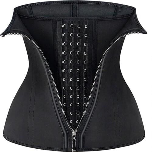 Latex Waist Trainer Body Shaper Corset Zipper Shapewear Women Reductive Girdle Colombian Belly Sheath Slimming Fajas Weight Loss