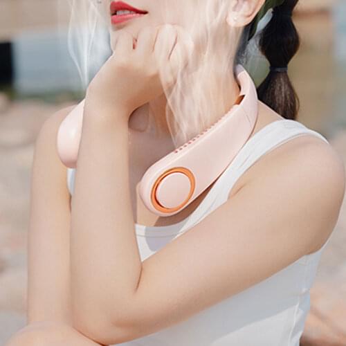 Mini Bladeless Fan Neck Fan USB Rechargeable Fan Mute Sports Fans for Home Outdoor Adjustable Portable Personal Air Cooler