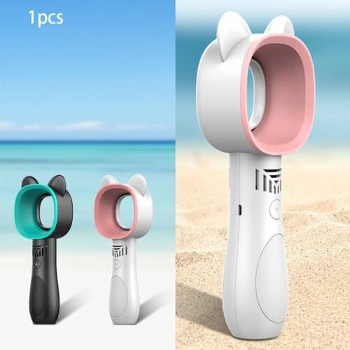 Mini Cute Cat Outdoor Usb Rechargeable Fan Portable Bladeless Fan Handheld No Leaf Handy Cooling Fan