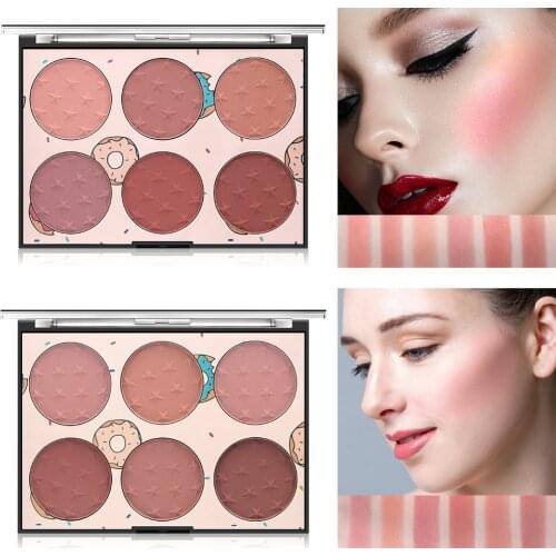 MISS ROSE 6 Color Natural Long-lasting Blusher Powder Palette Face Matte Highlighter Powder Illuminated Blush Powder TSLM2
