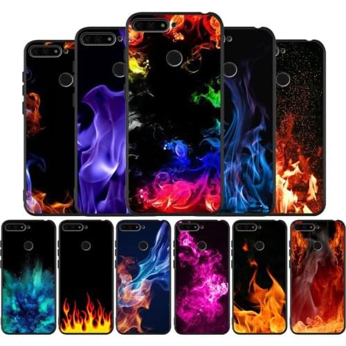 Fashion Flame Pattern black Silicone Phone Case For honor 30 20 Pro 8 8X 9 10 20 Lite Mate 10 20 30 Lite Pro cover