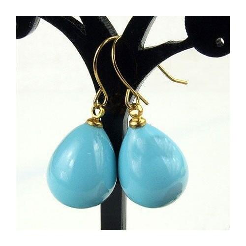 New Favorite Pearl Earring 12x16mm Blue South Sea Shell Pearl Beads Gold Color Silver Dangle Earring Perfect Party Lady Gift