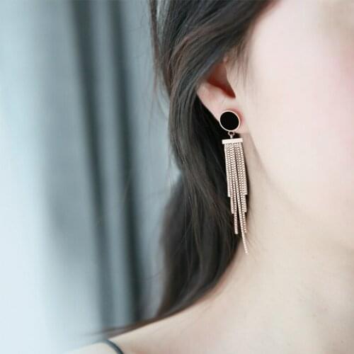 YUN RUO 2018 New Arrival Round Tassel Stud Earring Rose Gold Color Earring Woman Girl Gift Titanium Steel Jewelry Never Fade