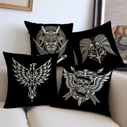 Individuality Creative Pirate Skull Wings Cross Geometric Pattern Pillow Cases Home Office Chair Sofa Decorative Cushion Cover