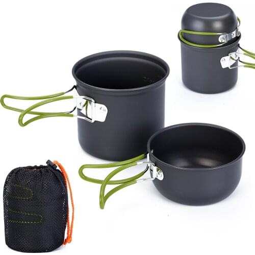 Outdoor Camping Cooking Bowl Pots Pans Portable Hiking Fishing Cookware Set Backpacking Travel Picnic Equipment