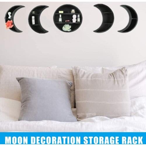 Newest Hanging Wooden Shelf Wall Mounted Floating Moon Shelves Home Wall Decor for Living Room Bedroom Bathroom Kitchen