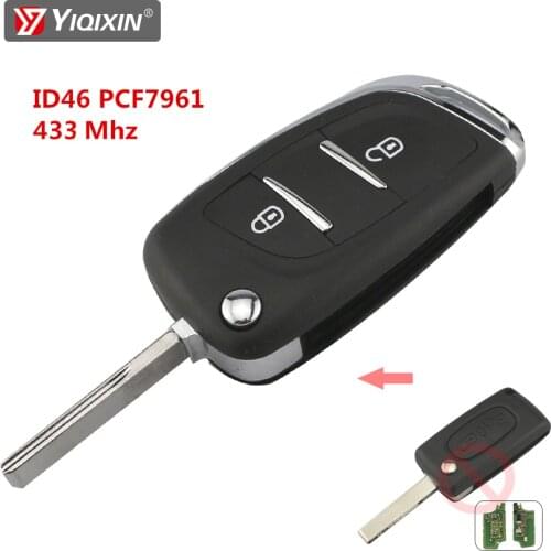 YIQIXIN 2/3 Buttons For Peugeot 308 207 307 3008 807 408 Expert Partner Modified Remote Key 433Mhz ID46 PCF7961 Chip Uncut Blade