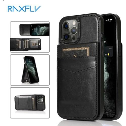 Raxfly Leather Case For iphone 12 11 Pro Max X XS Max XR 8 7 6 Plus Phone Holder Card Slots Wallet Shockproof Flip Cover Cases