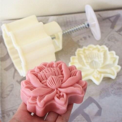 Cookie Cutter Moon Cake Mould Exquisite Pattern Style DIY Cake Decoration Food-Grade Plastic Chinese Lotus Shape Home
