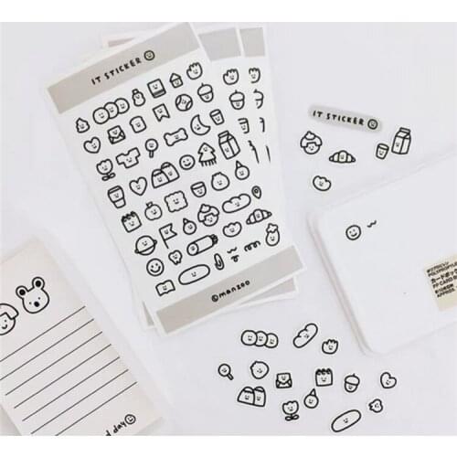 Sandro manzoo pancy hand-painted black and white bread stickers hand account pet stickers 1 cute ins shaped stickers