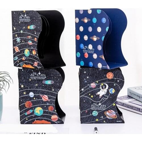 Universe Starry Sky Series Retractable Bookends Metal Desk Book Holder Desks Organizer Office School Home Bookshelf Stationery