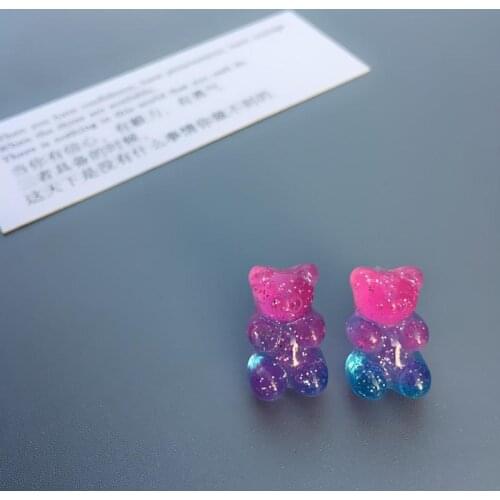 Cute Gummy Bear Ear Stud Resin Earrings for Women Girl Best Gift Handmade Transparent Color Candy Cartoon Jewelry Earrings