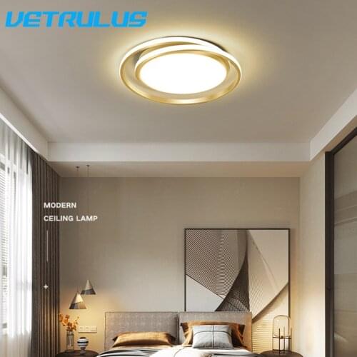 Gloden Led Ceiling Lamps Round Modern Chandelier Living Room Decoration Surface Mounted Plafonniers Indoor Lighting Fixture Home
