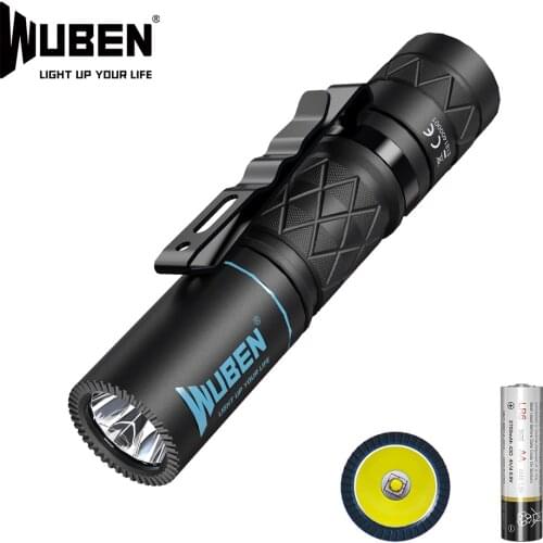 WUBEN E18 LED Flashlight EDC Light CREE XP-G3 LED Torch IP68 Waterproof 4 Modes Lightweight Light With 2700 mah AA Battery