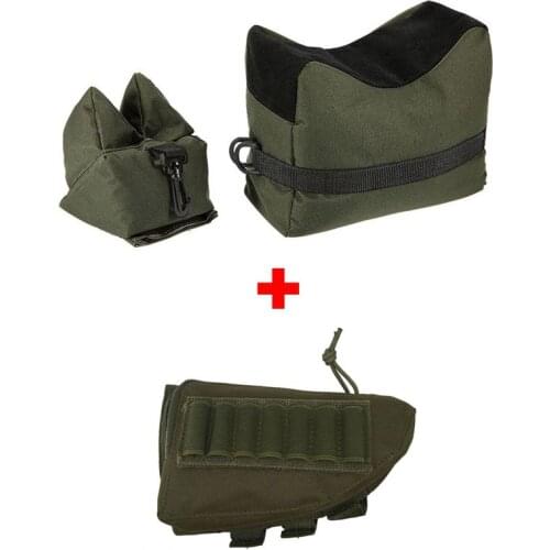 Tactical Ammo Pouch Cartridge Holder Buttstock Cheek Rest + Rifle Sniper Shooting Front & Rear Bag Combat Hunting Accessories