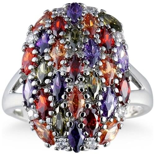 Unique Design flower Finger Ring for Women with AAA Multicolor Cubic Zircon Wedding Berloque Bijouterie Party 925 silver jewelry